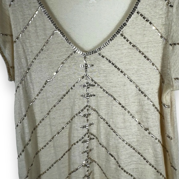 4 for $40 SALE! Soft Surroundings Linen Top w/Sequin Details, Cream, Size XS - Picture 5 of 10